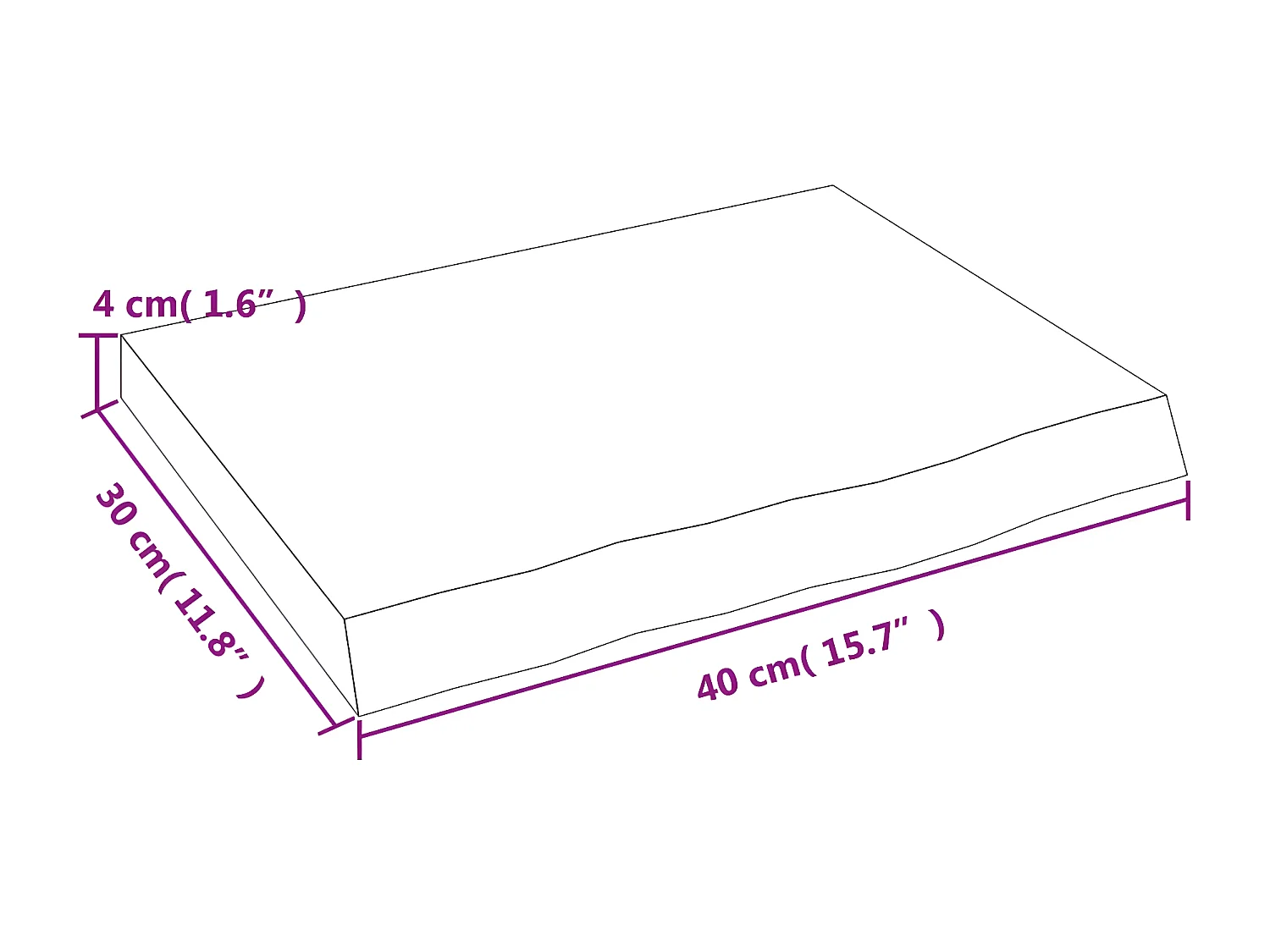 Étagère murale 40x30x(2-4) cm bois de chêne massif non traité