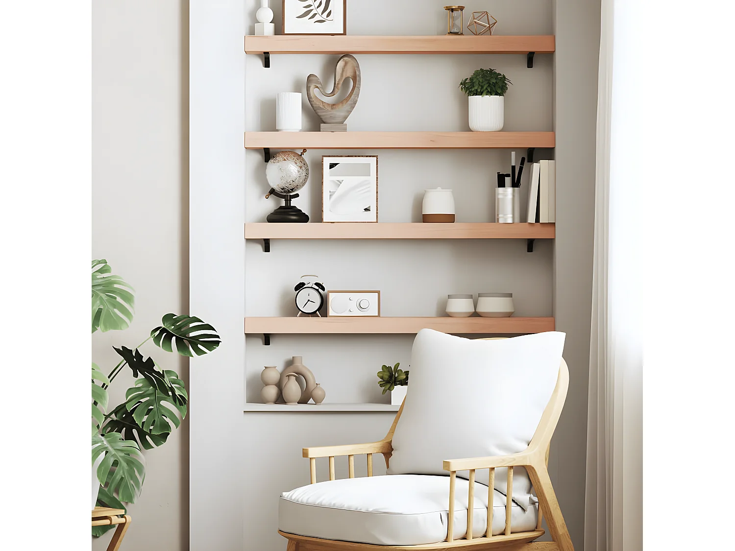 Étagère murale 100x10x6 bois de chêne massif non traité