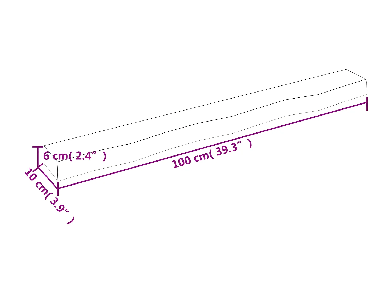 Étagère murale 100x10x6 bois de chêne massif non traité