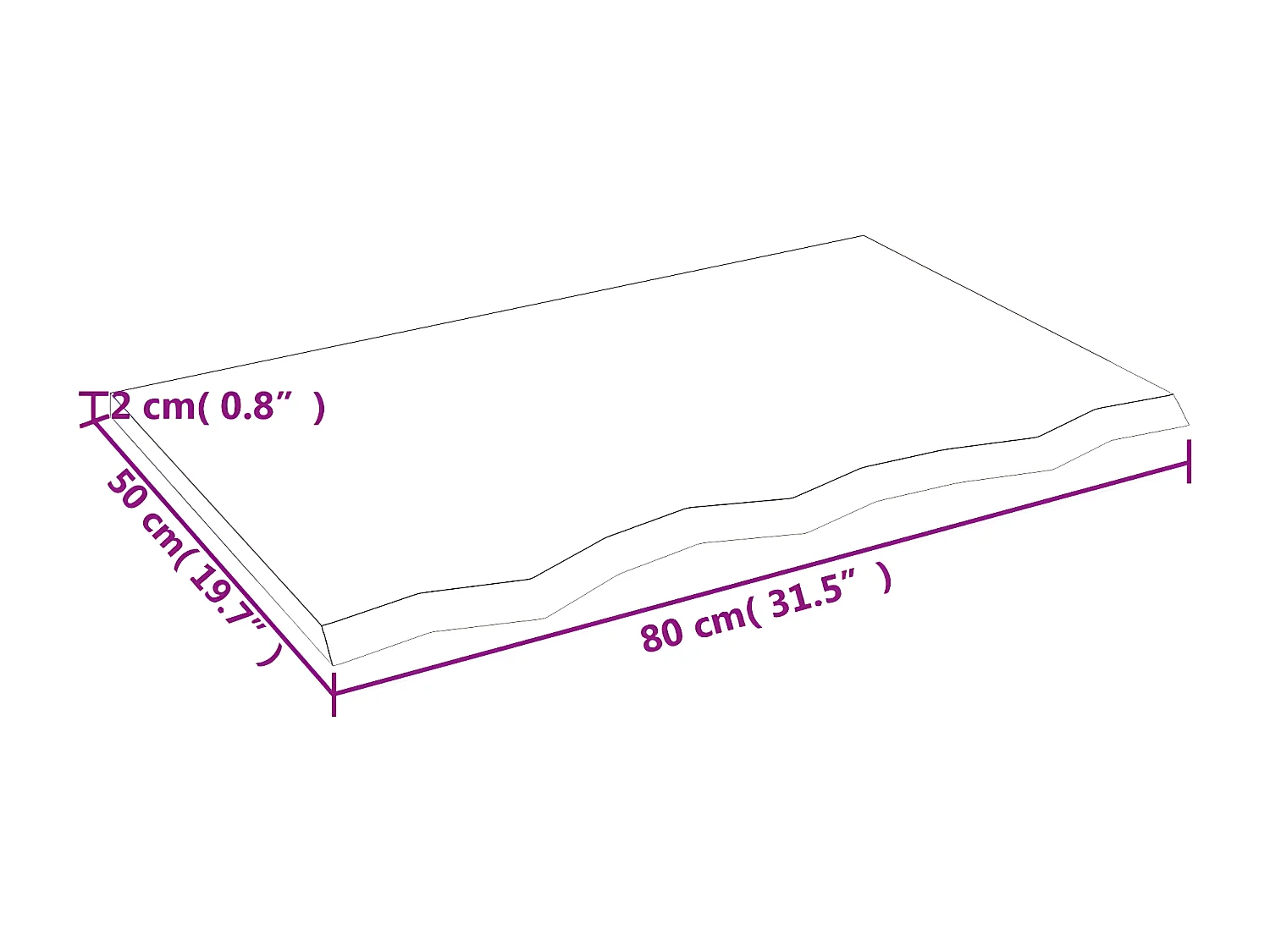 Étagère murale 80x50x2 bois de chêne massif non traité