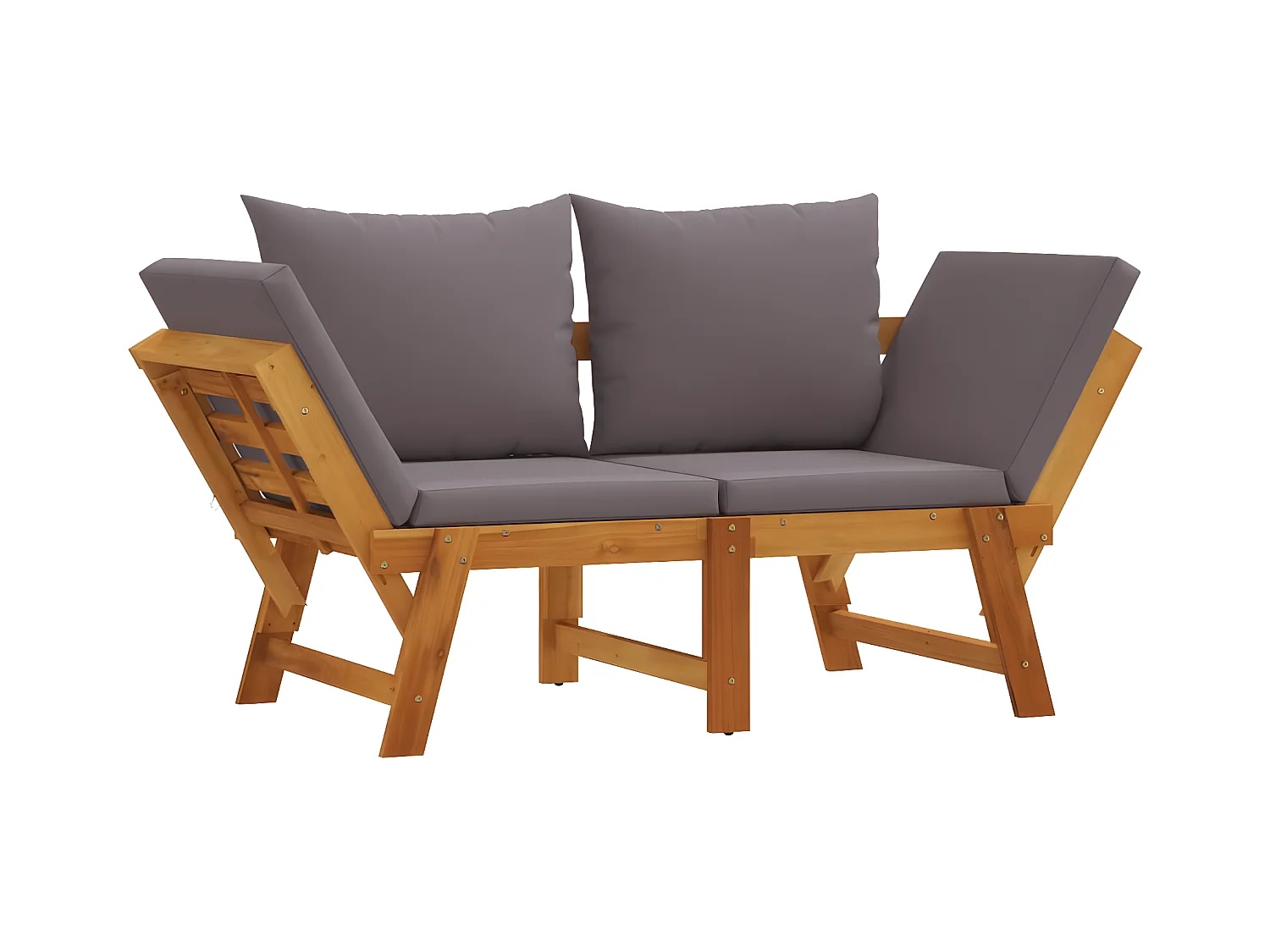 Banc de jardin avec coussins 2 en 1 bois d'acacia massif