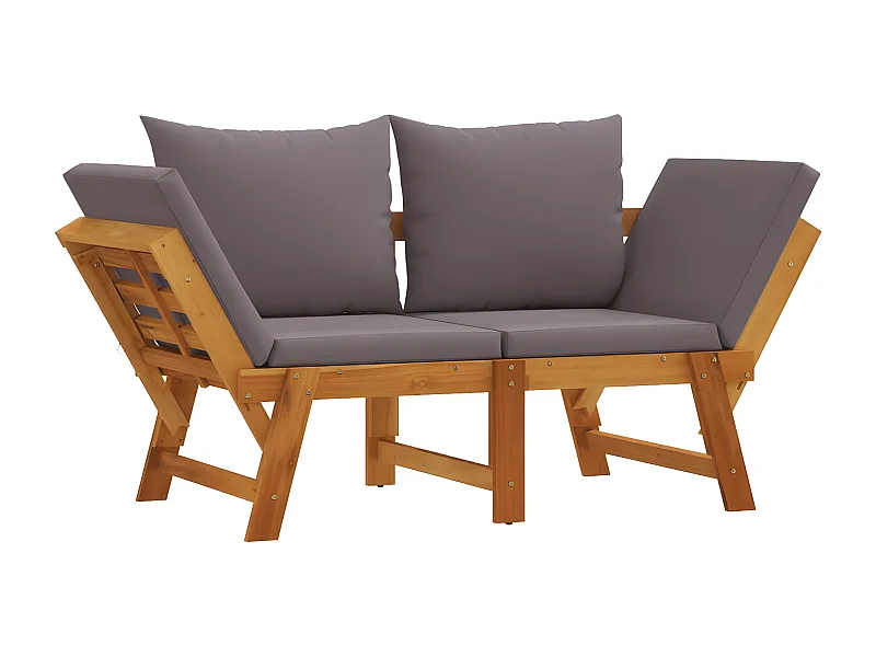 Banc de jardin avec coussins 2 en 1 bois d'acacia massif