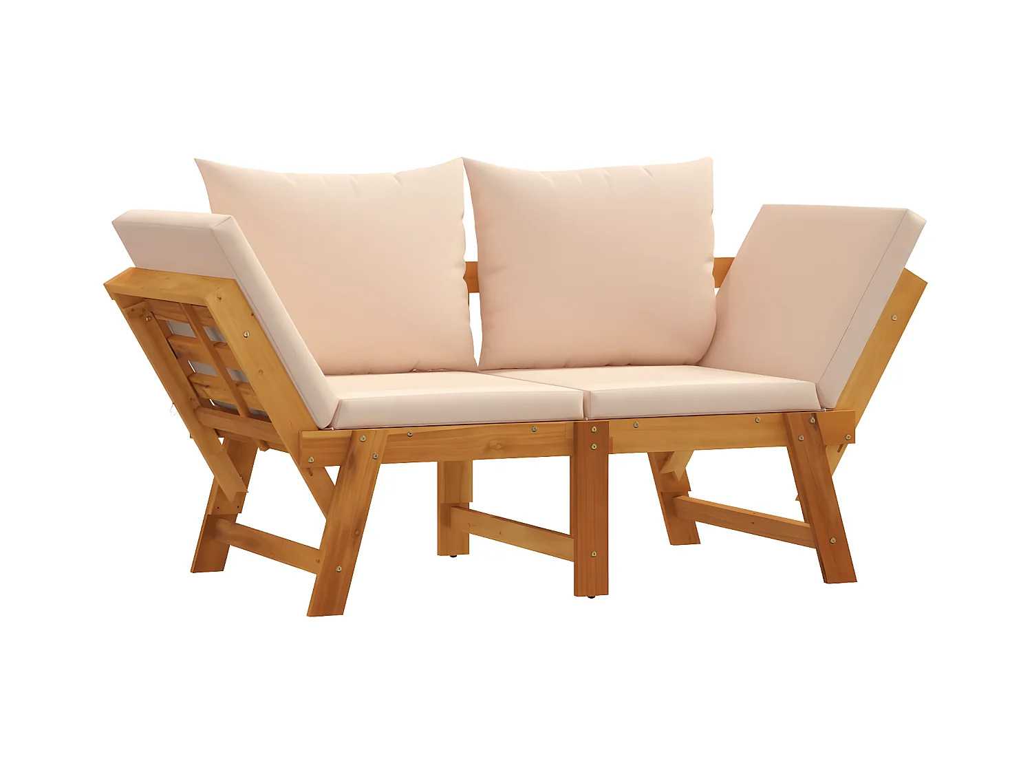 Banc de jardin avec coussins 2 en 1 bois d'acacia massif