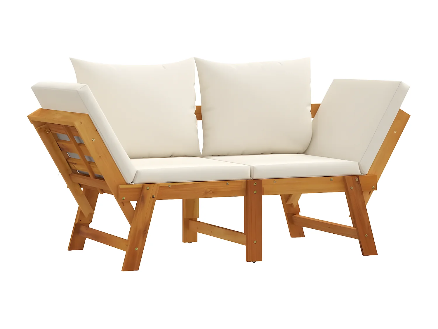 Banc de jardin avec coussins 2 en 1 bois d'acacia massif