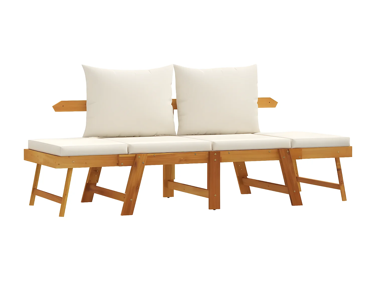 Banc de jardin avec coussins 2 en 1 bois d'acacia massif