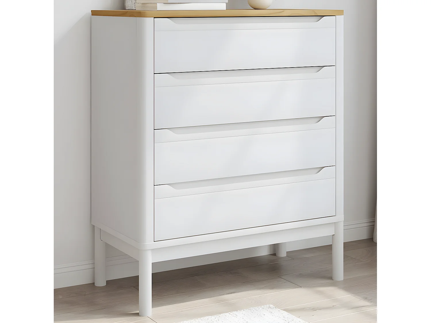 Commode FLORO blanc bois de pin massif