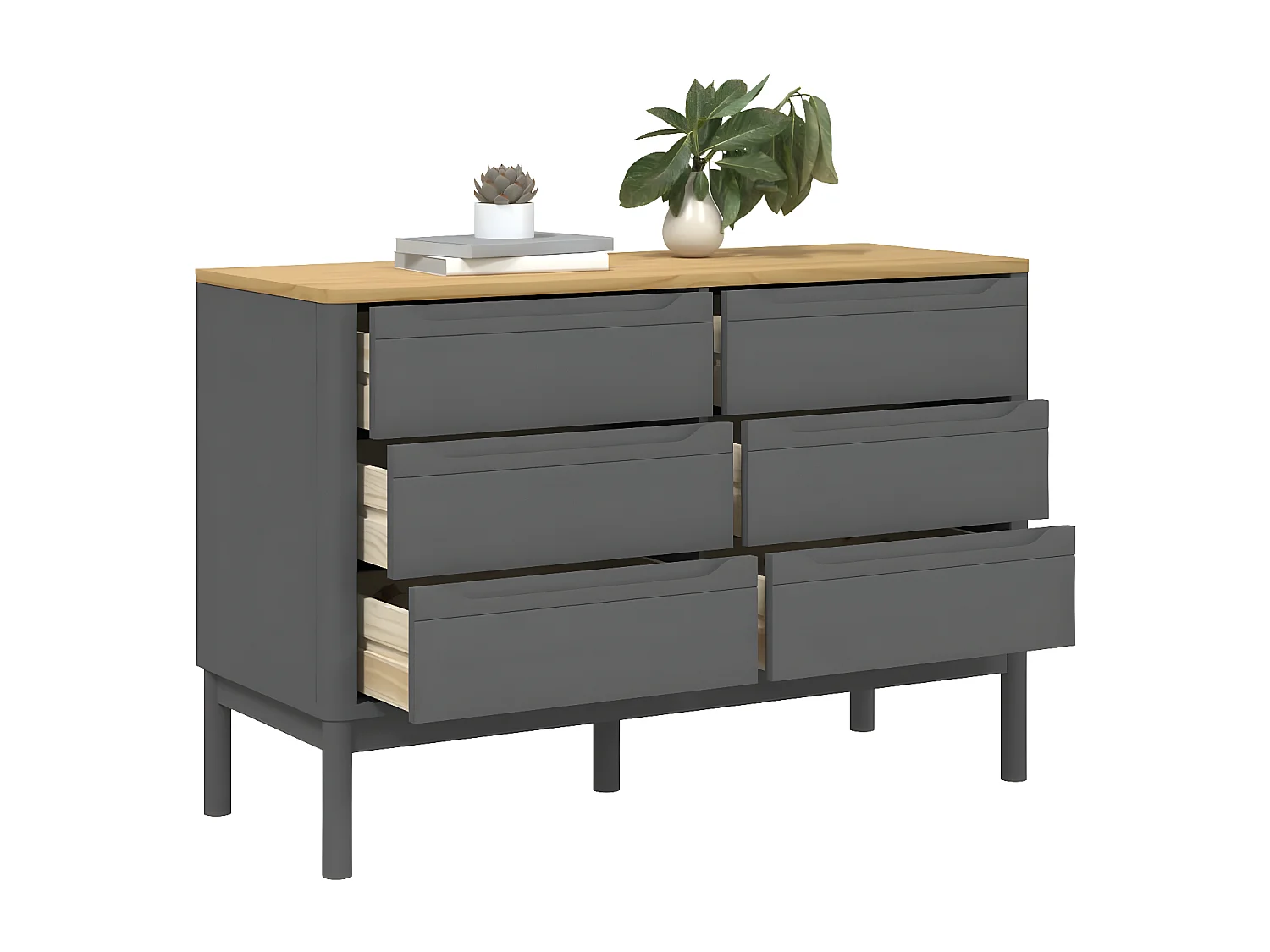 Commode FLORO gris bois de pin massif