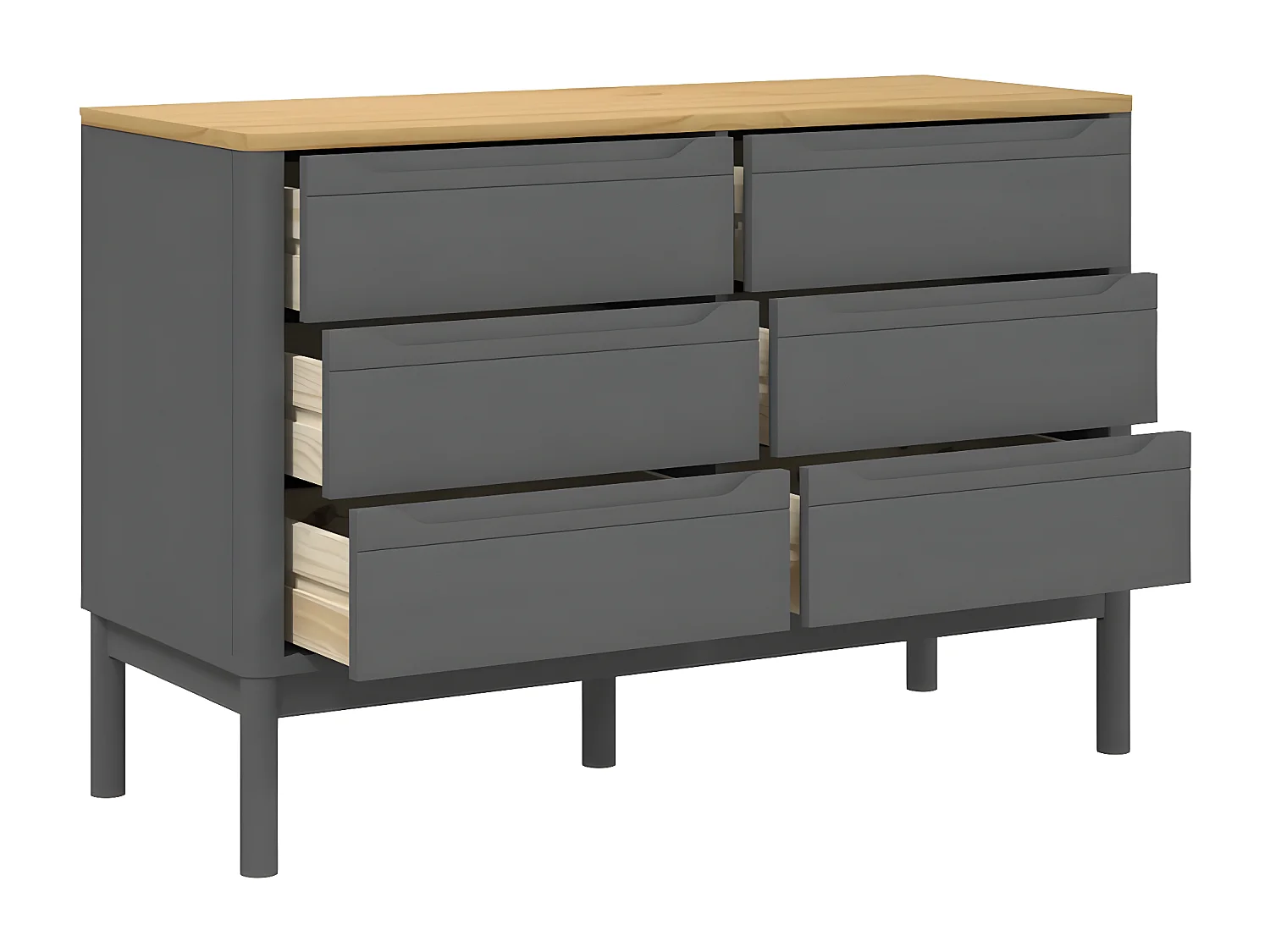 Commode FLORO gris bois de pin massif