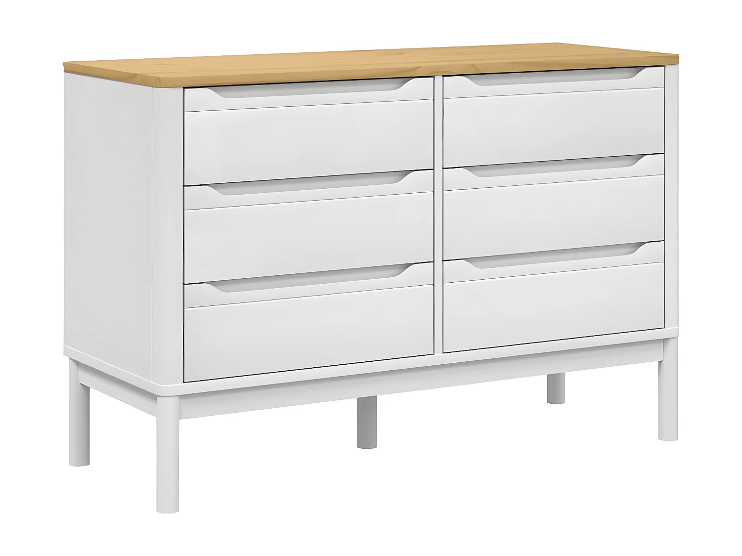 Commode FLORO blanc bois de pin massif