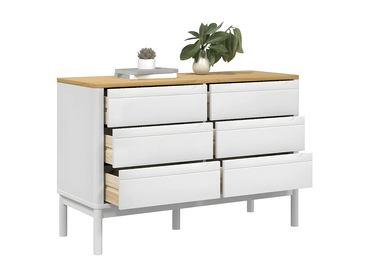 Commode FLORO blanc bois de pin massif