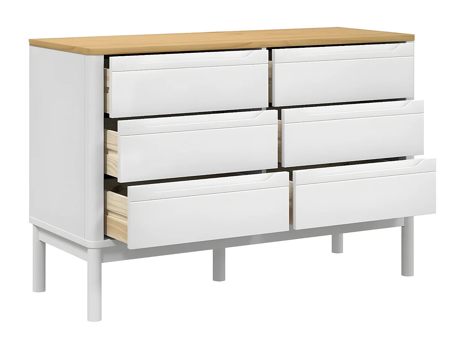 Commode FLORO blanc bois de pin massif