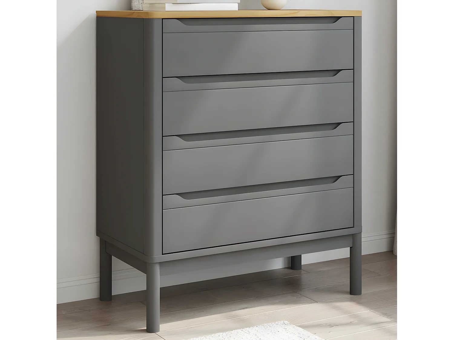 Ladekast FLORO massief grenenhout grijs