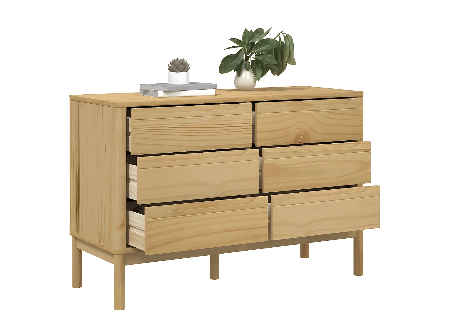 Commode FLORO cire marron bois de pin massif