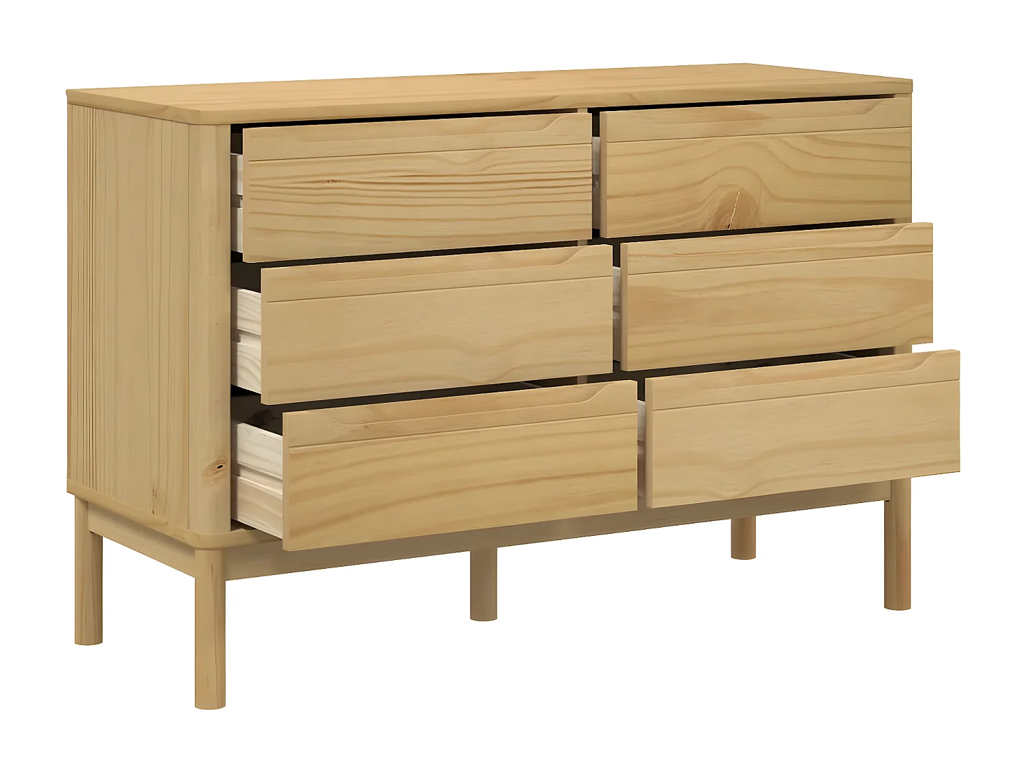 Commode FLORO cire marron bois de pin massif