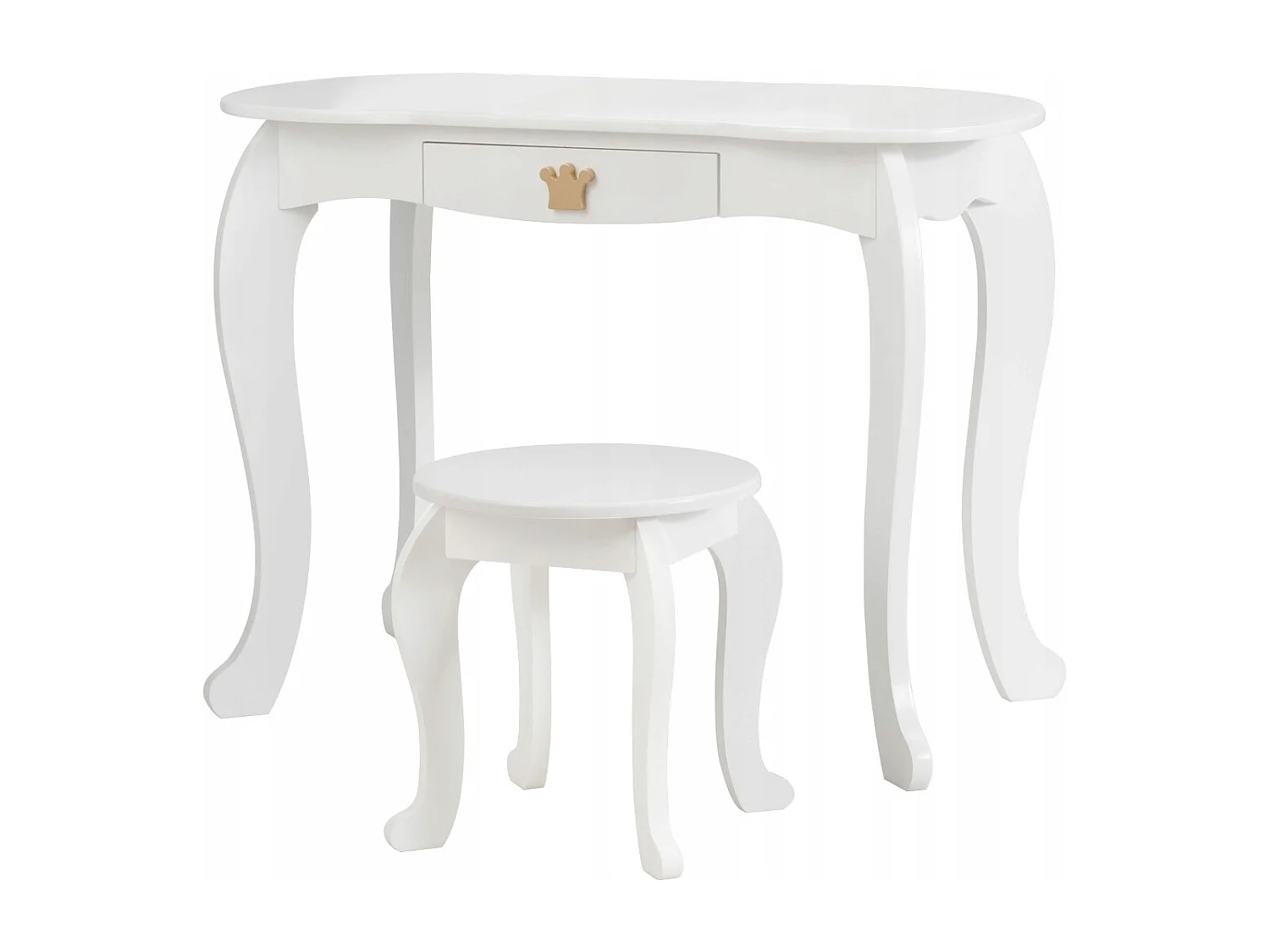 2 in 1 Frisiertisch Set Kinder Schminktisch Mädchen Frisiertisch Holz Spiegeltisch Weiß 80x42x105cm