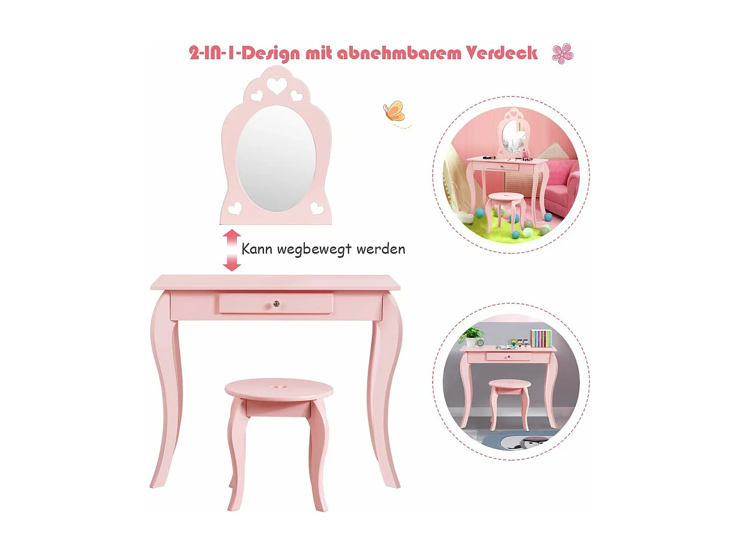 Kinder Schminktisch mit Hocker Spiegel