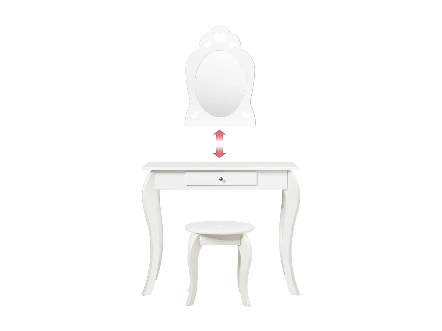 Kinder Schminktisch Frisiertisch Make-up Tisch mit Hocker und Spiegel Weiß