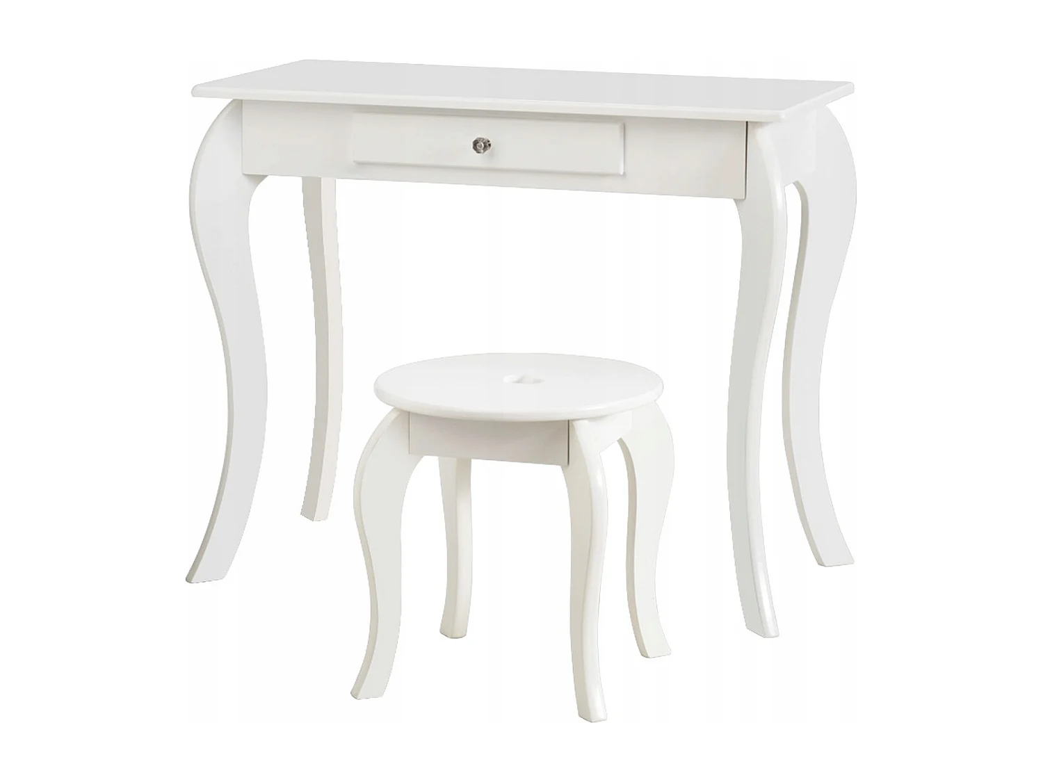 Kinder Schminktisch Frisiertisch Make-up Tisch mit Hocker und Spiegel Weiß