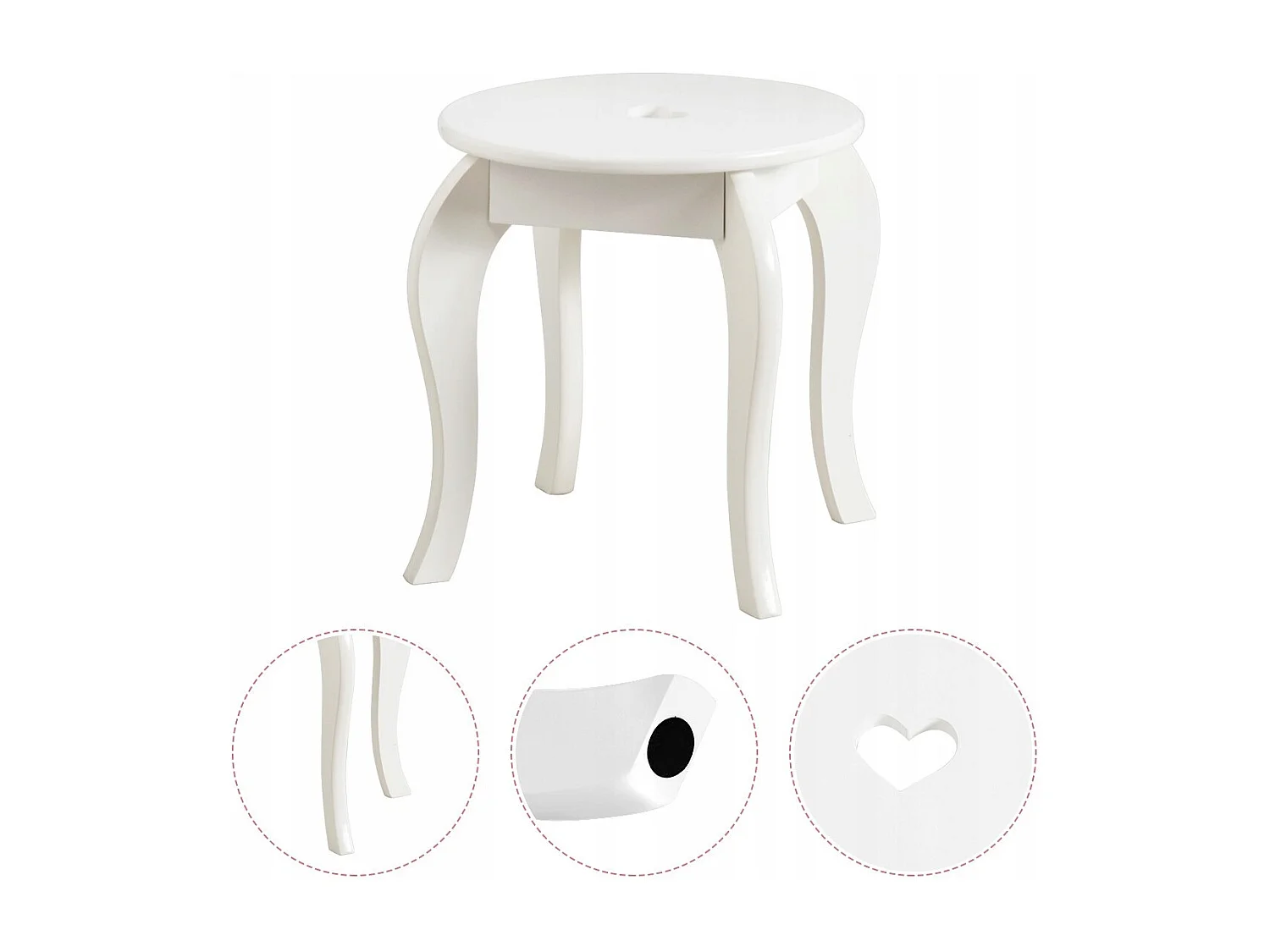 Kinder Schminktisch Frisiertisch Make-up Tisch mit Hocker und Spiegel Weiß