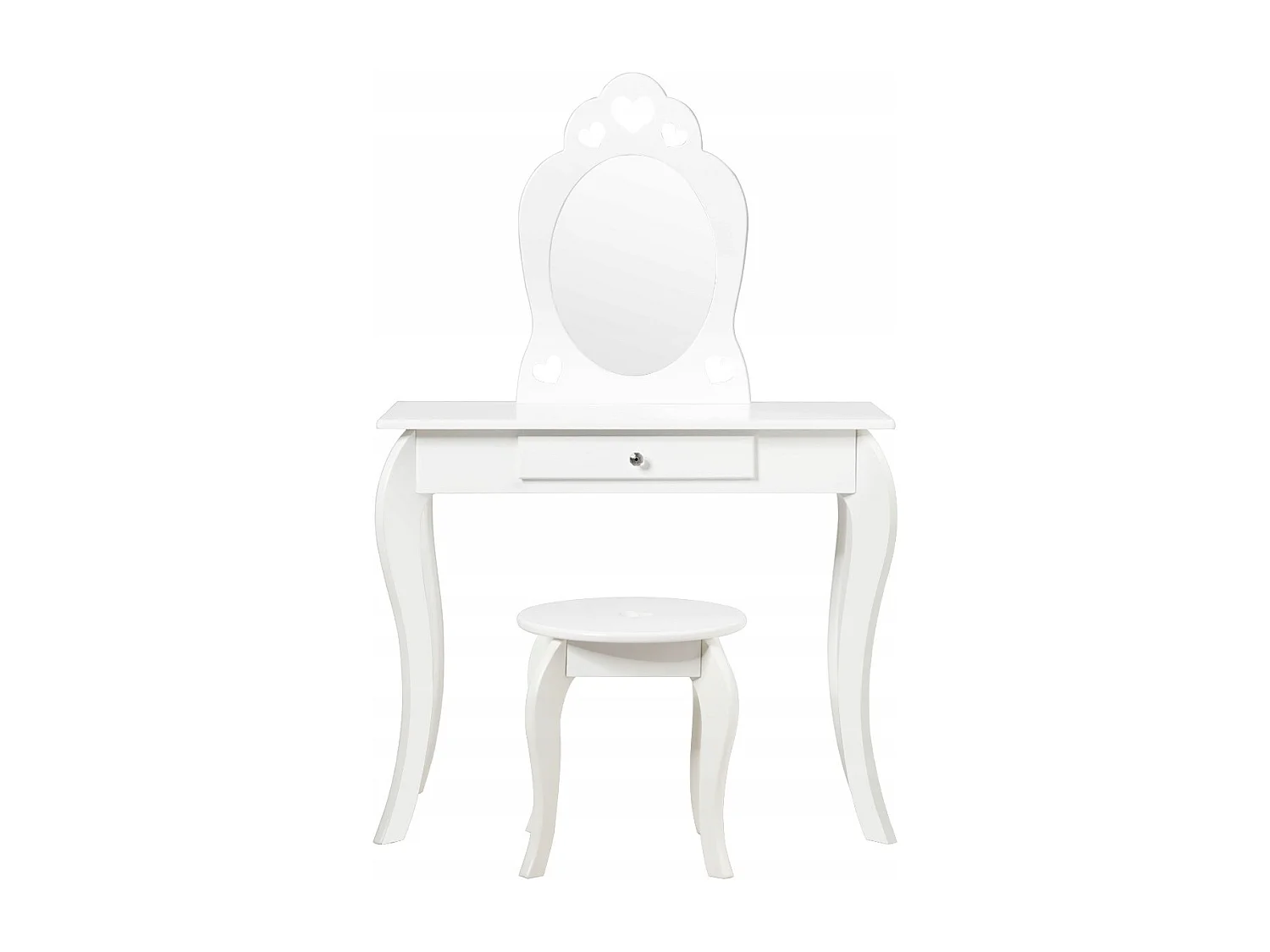 Kinder Schminktisch Frisiertisch Make-up Tisch mit Hocker und Spiegel Weiß
