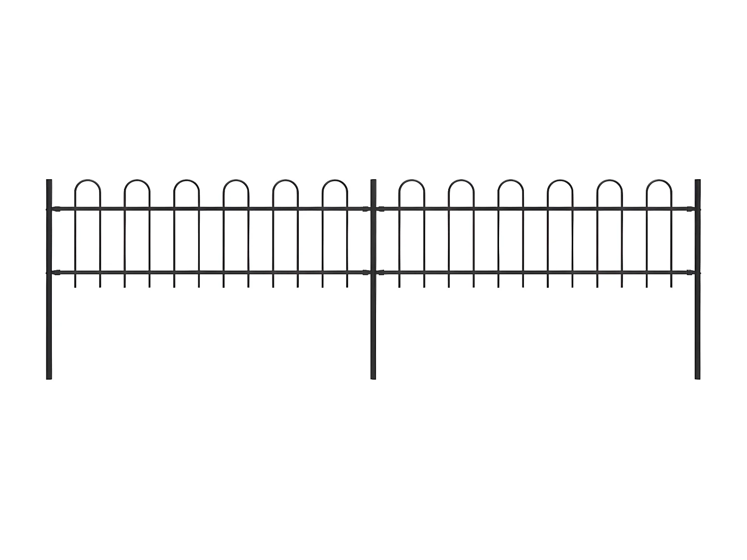 Clôture de jardin avec dessus en cerceau Acier 3,4 x 0,6 m Noir