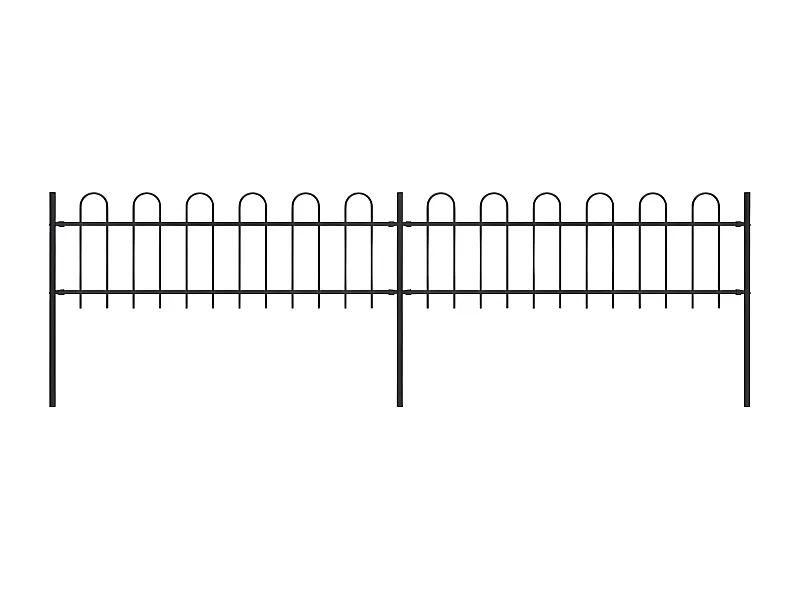 Clôture de jardin avec dessus en cerceau Acier 3,4 x 0,6 m Noir