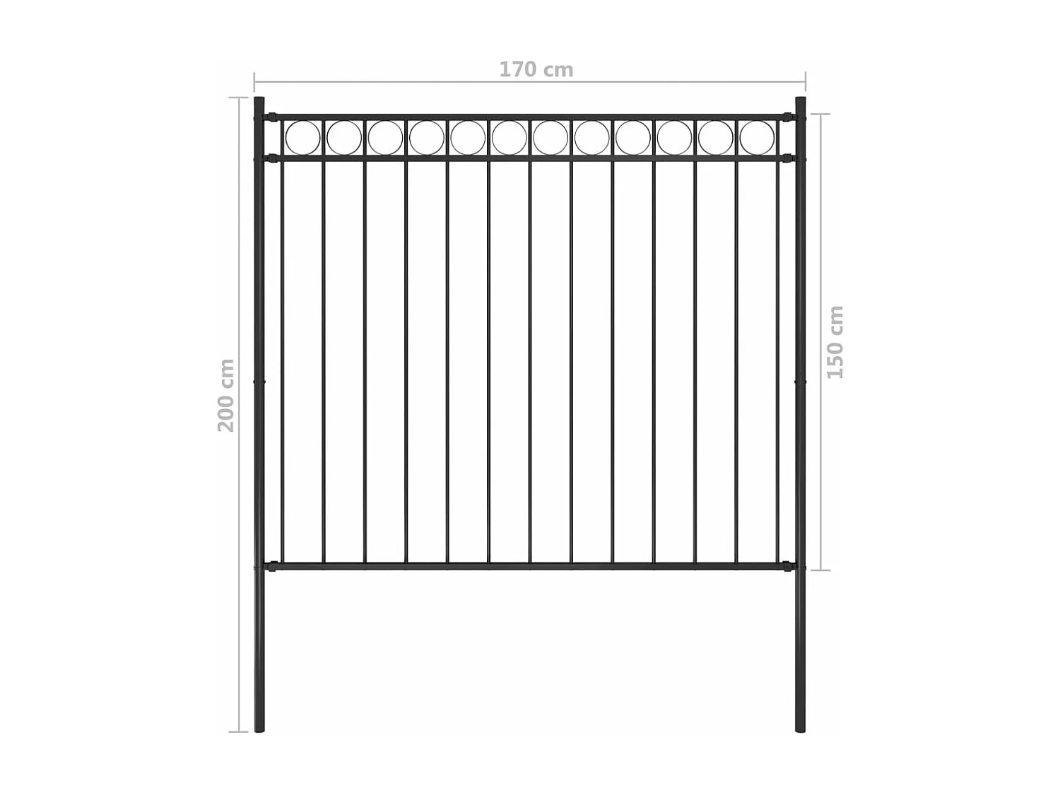 Clôture de jardin Acier 1,7x1,5 m Noir