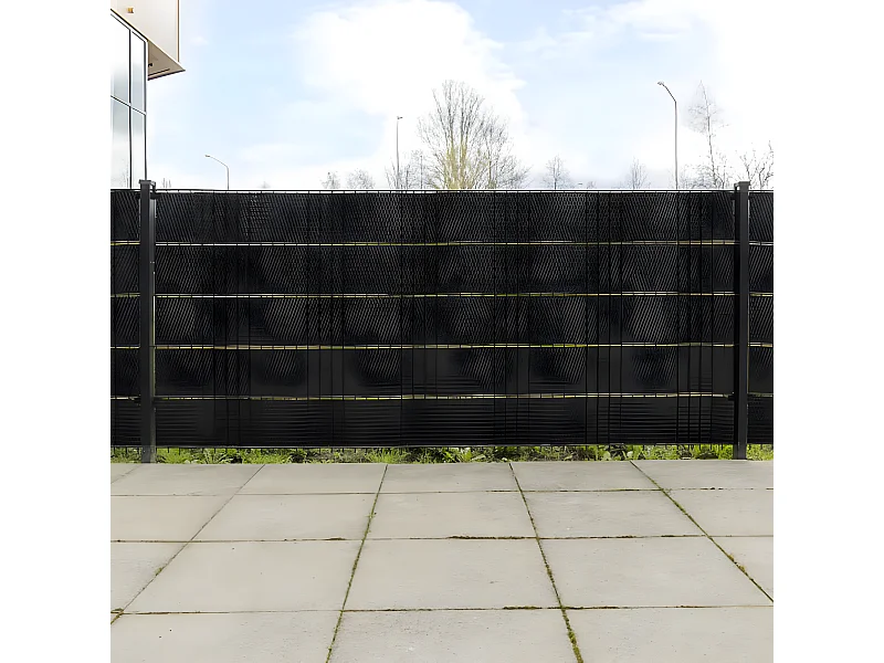 Paravents de balcon 10 pcs noir 255x19 résine tressée