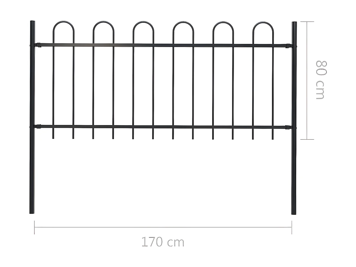 Clôture de jardin avec dessus en cerceau Acier 1,7 m Noir 3