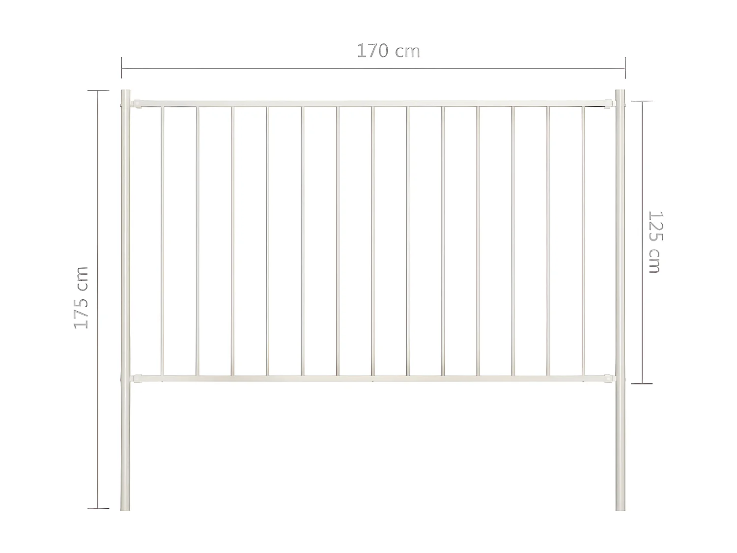 Panneau de clôture poteau Acier enduit poudre 1,7x1,25 m Blanc