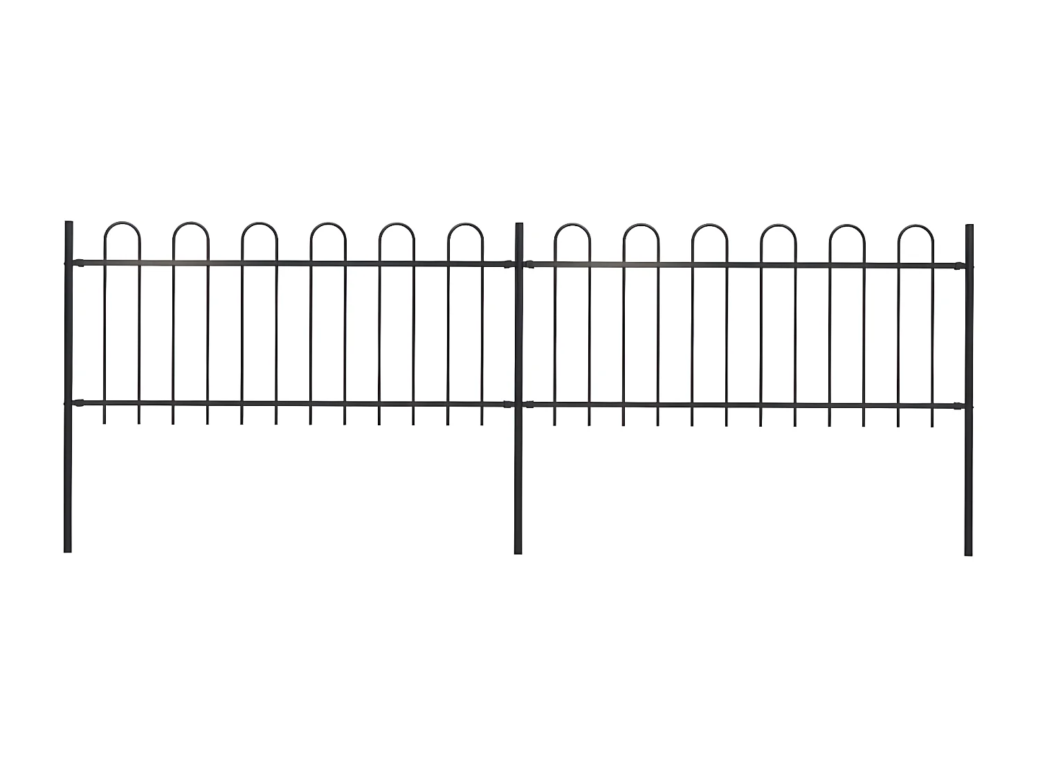 Clôture de jardin avec dessus en cerceau Acier 3,4 x 0,8 m Noir