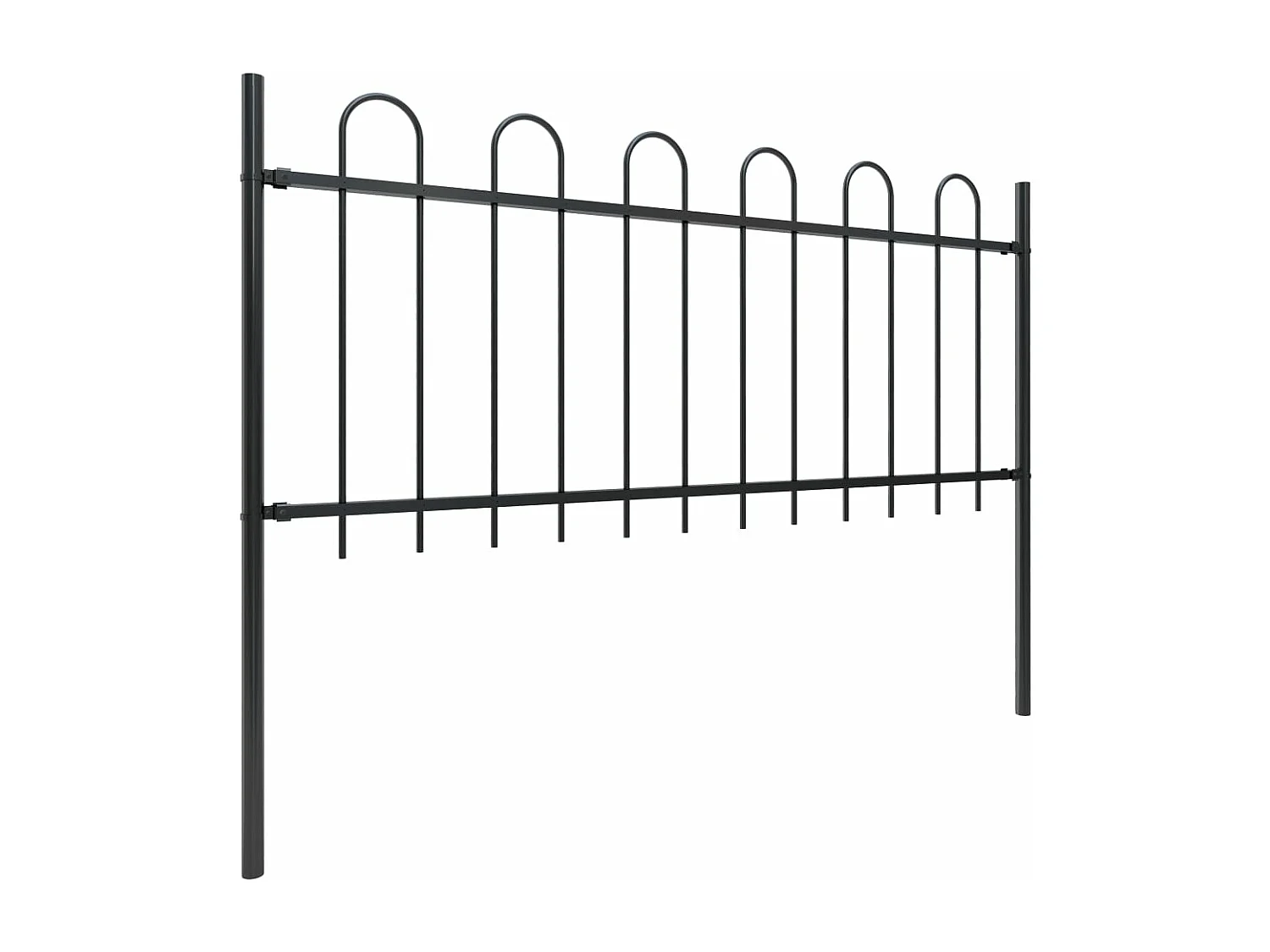 Clôture de jardin avec dessus en cerceau Acier 3,4 x 0,8 m Noir