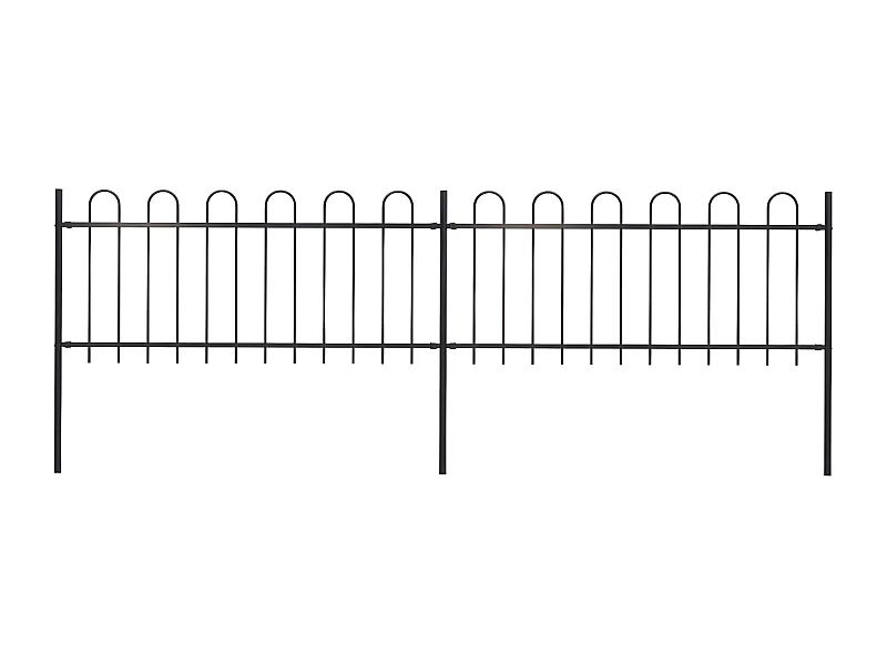 Clôture de jardin avec dessus en cerceau Acier 3,4 x 0,8 m Noir