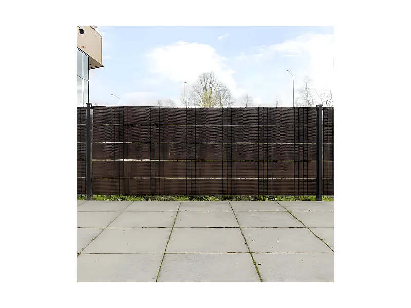 Paravents de balcon 10pcs marron et noir 255x19 résine tressé