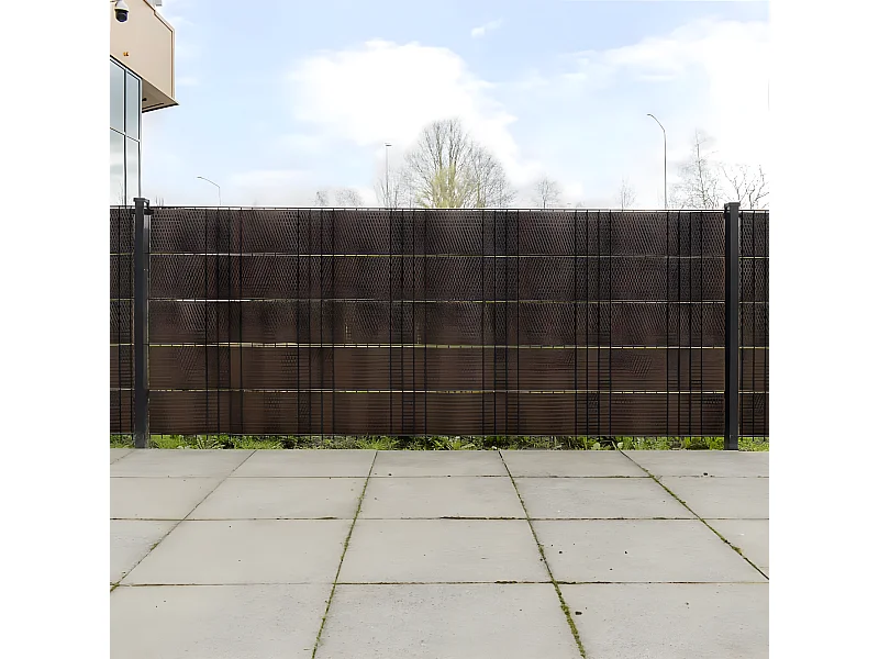 Paravents de balcon 10pcs marron et noir 255x19 résine tressé