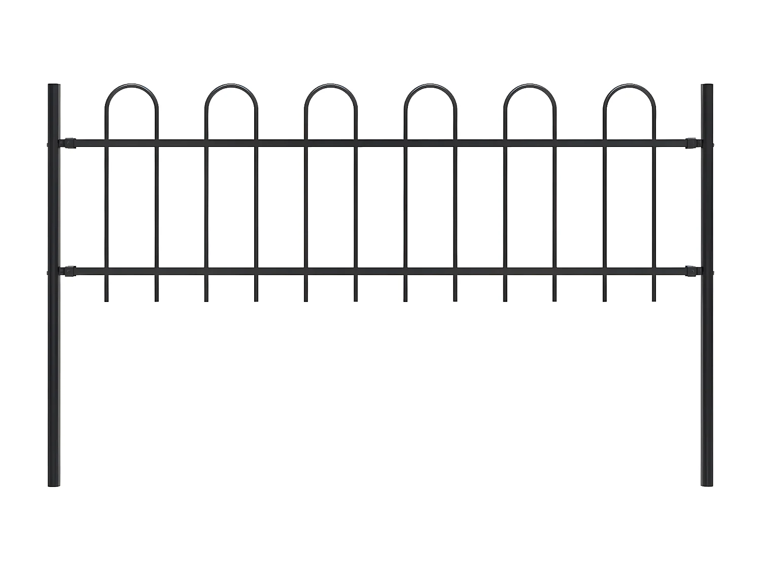 Clôture de jardin avec dessus en cerceau Acier 1,7 m Noir 2
