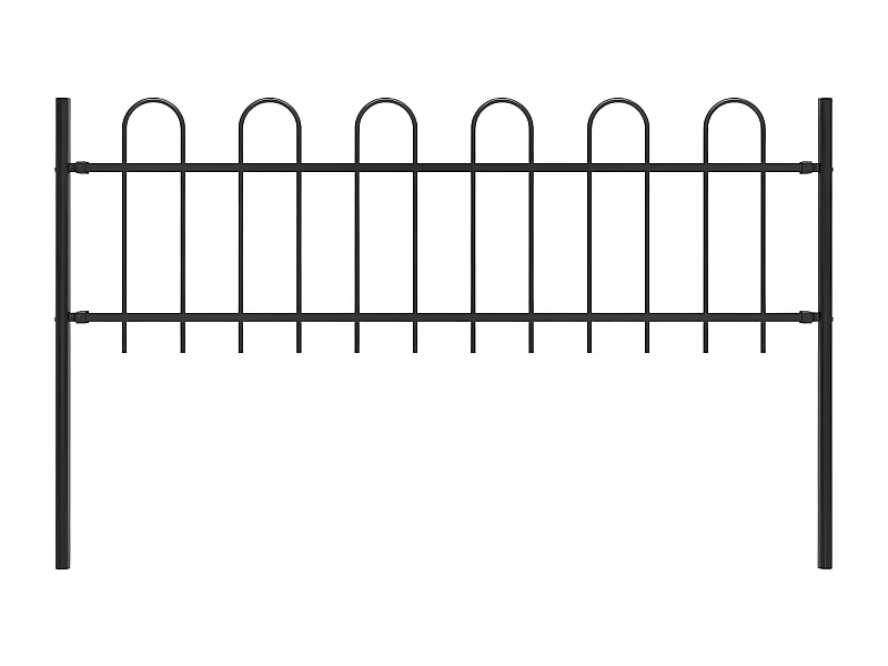 Clôture de jardin avec dessus en cerceau Acier 1,7 m Noir 2
