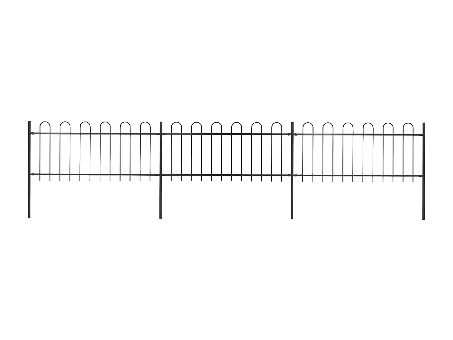 Clôture de jardin avec dessus en cerceau Acier 5,1 x 0,8 m Noir