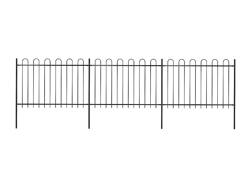 Clôture de jardin avec dessus en cerceau Acier 5,1 x 1,2 m Noir
