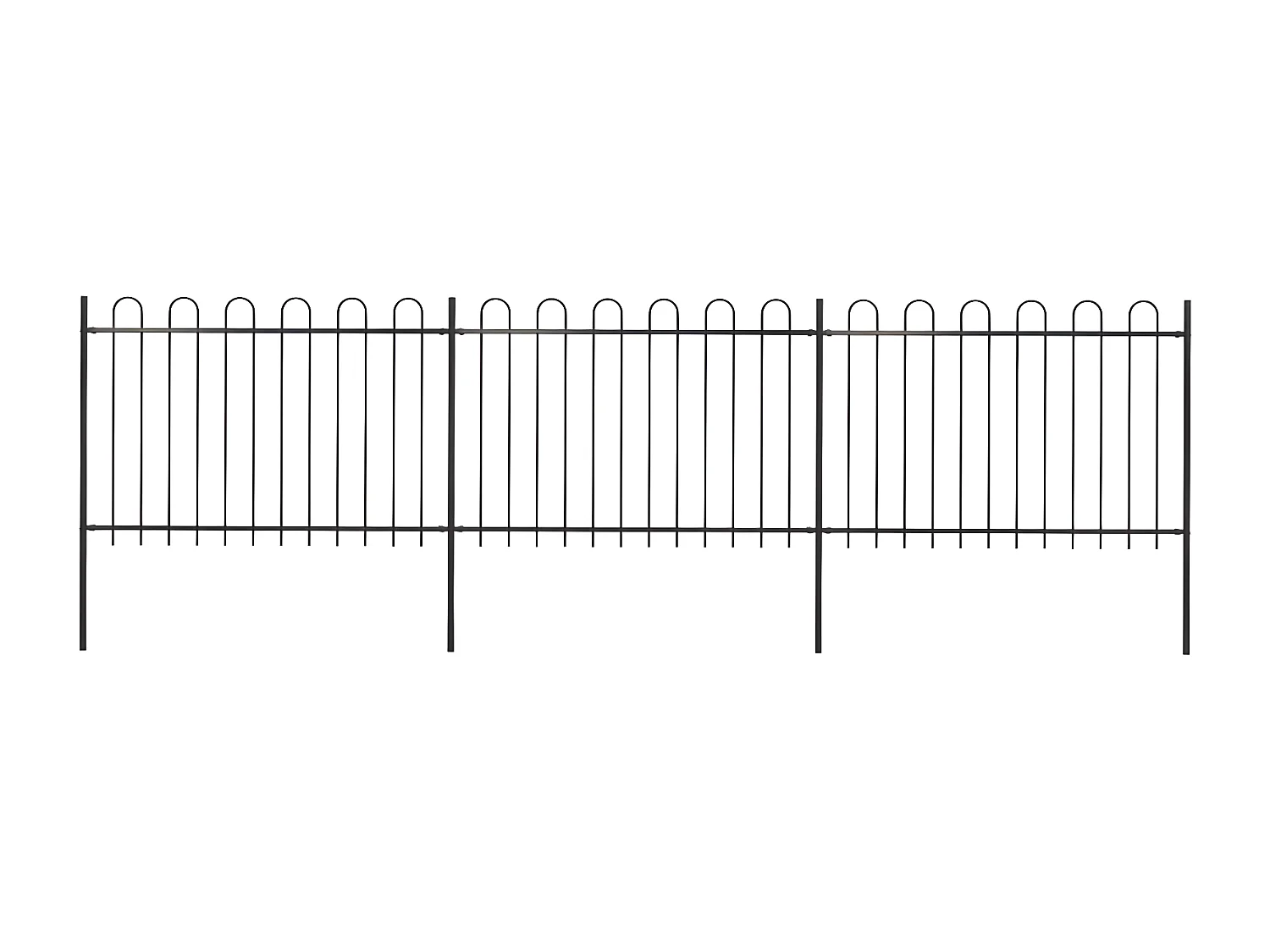 Clôture de jardin avec dessus en cerceau Acier 5,1 x 1,2 m Noir