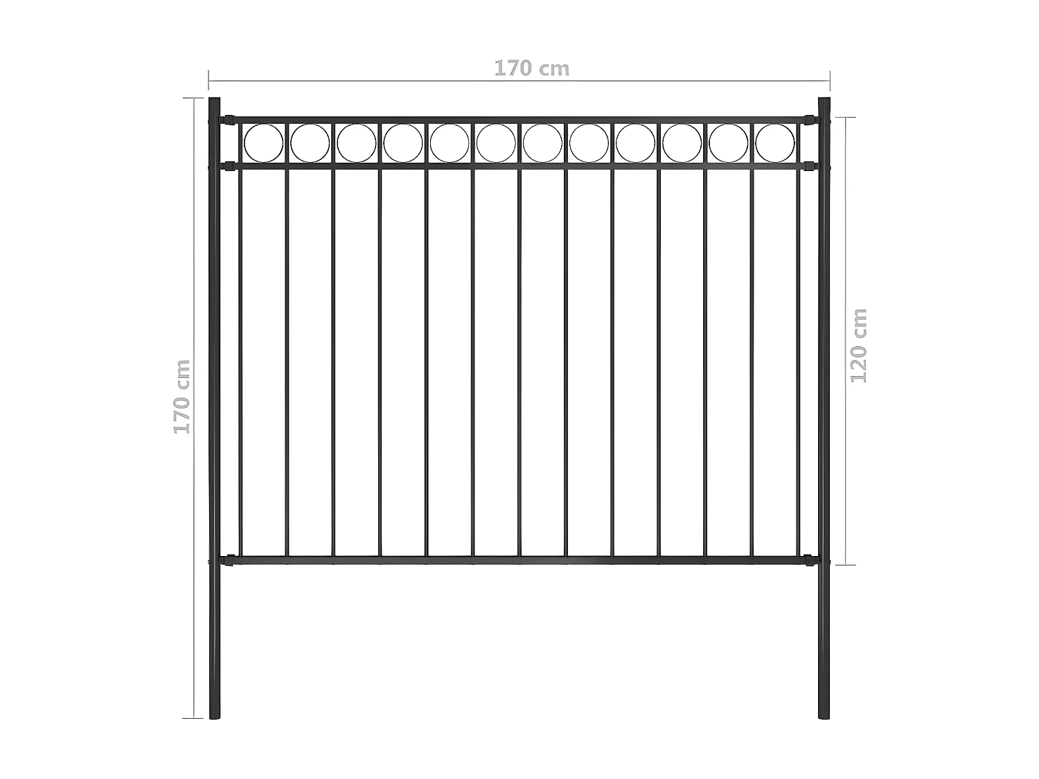 Clôture de jardin Acier 1,7x1,2 m Noir