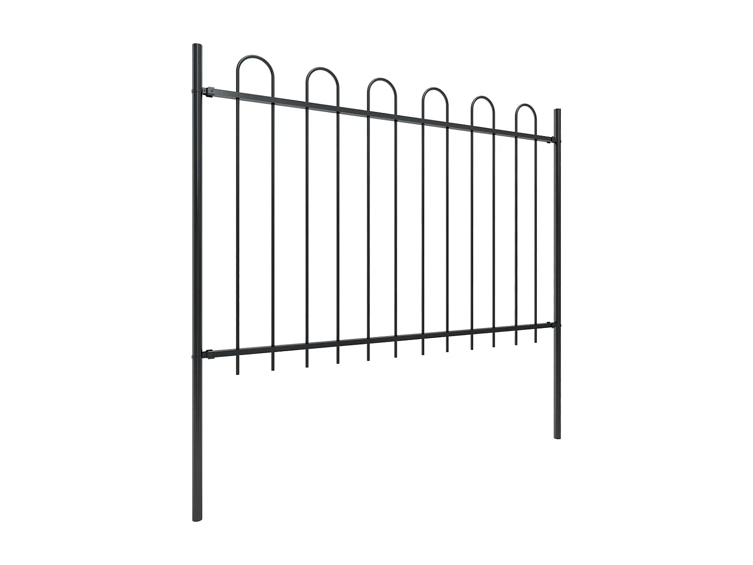 Clôture de jardin avec dessus en cerceau Acier 10,2x1,2 m Noir