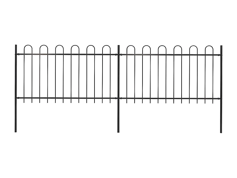 Clôture de jardin avec dessus en cerceau Acier 3,4 x 1 m Noir