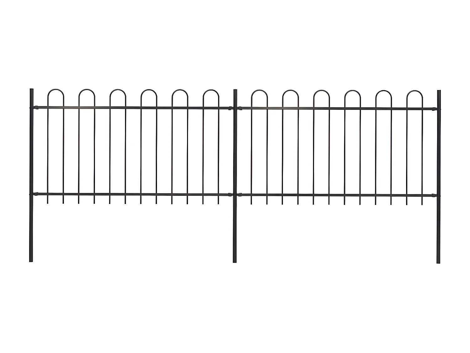 Clôture de jardin avec dessus en cerceau Acier 3,4 x 1 m Noir