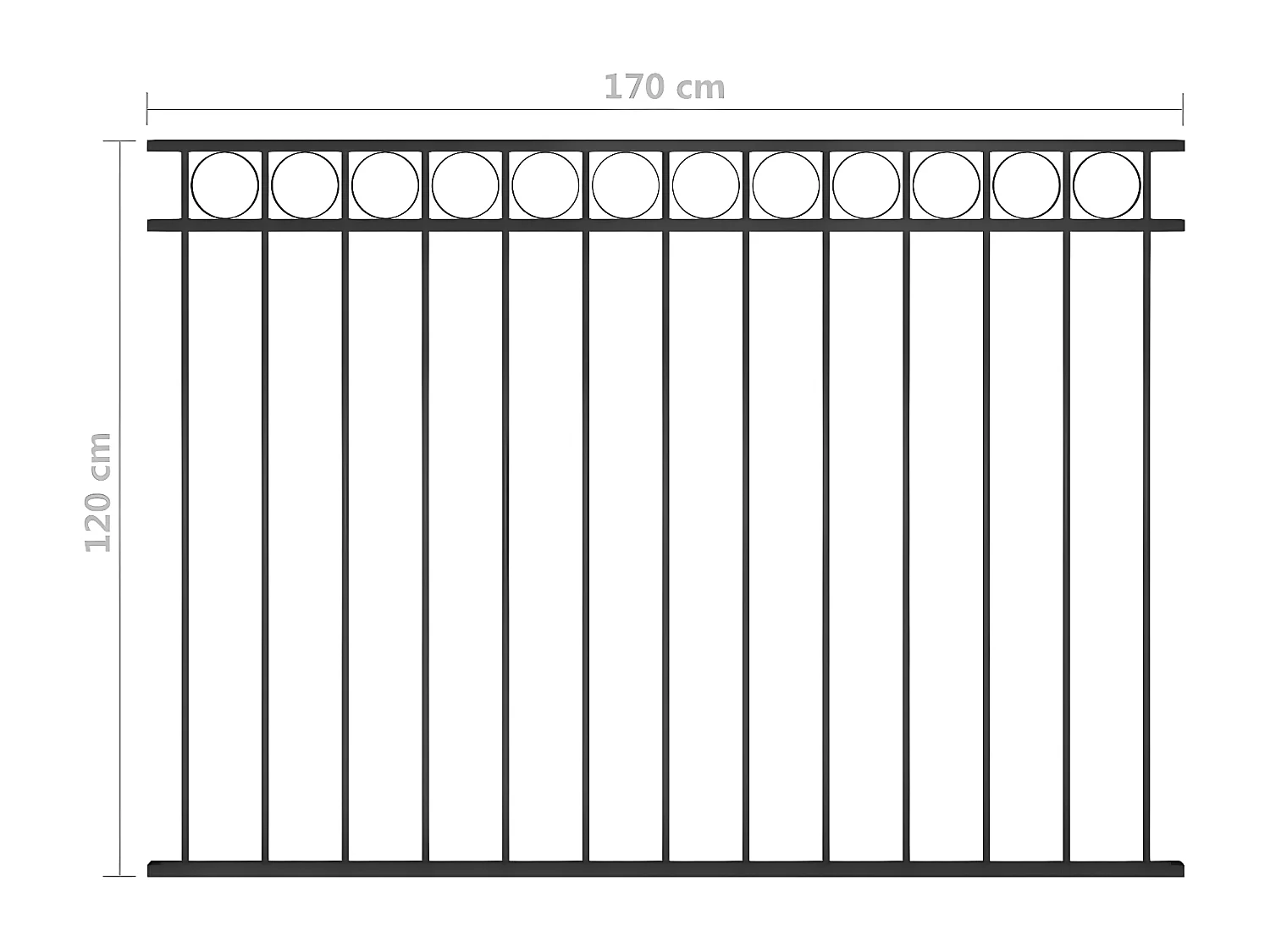 Panneau de clôture Acier 1,7x1,2 m Noir
