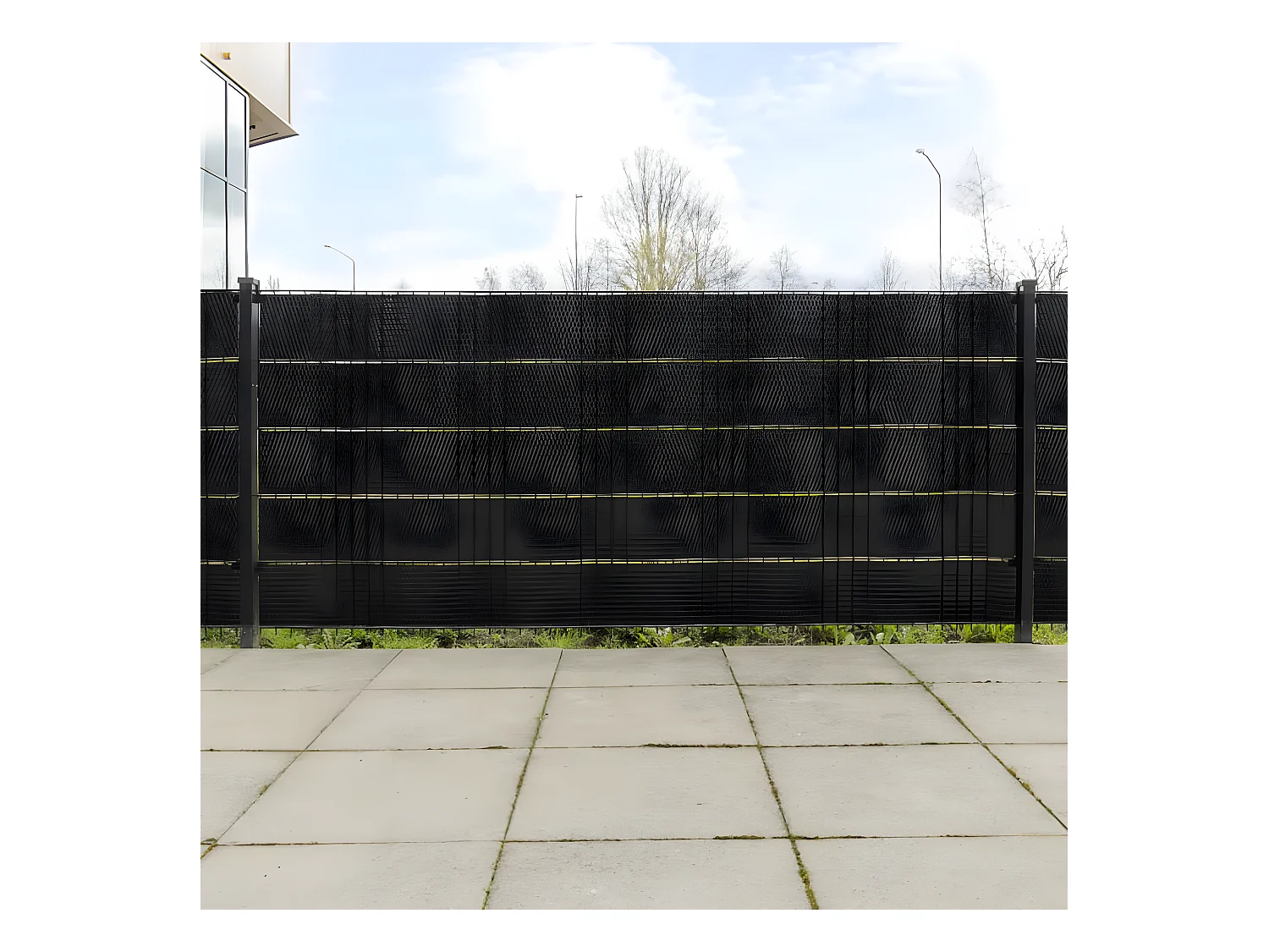 Paravents de balcon 5 pcs noir 255x19 résine tressée