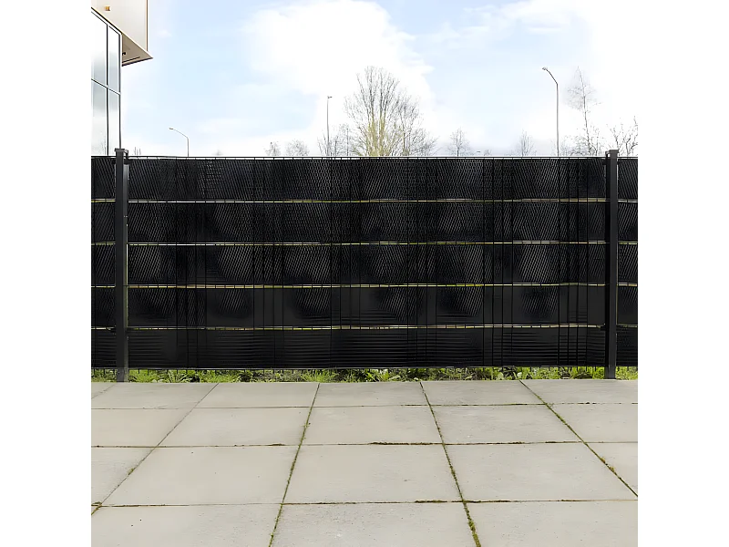 Paravents de balcon 5 pcs noir 255x19 résine tressée