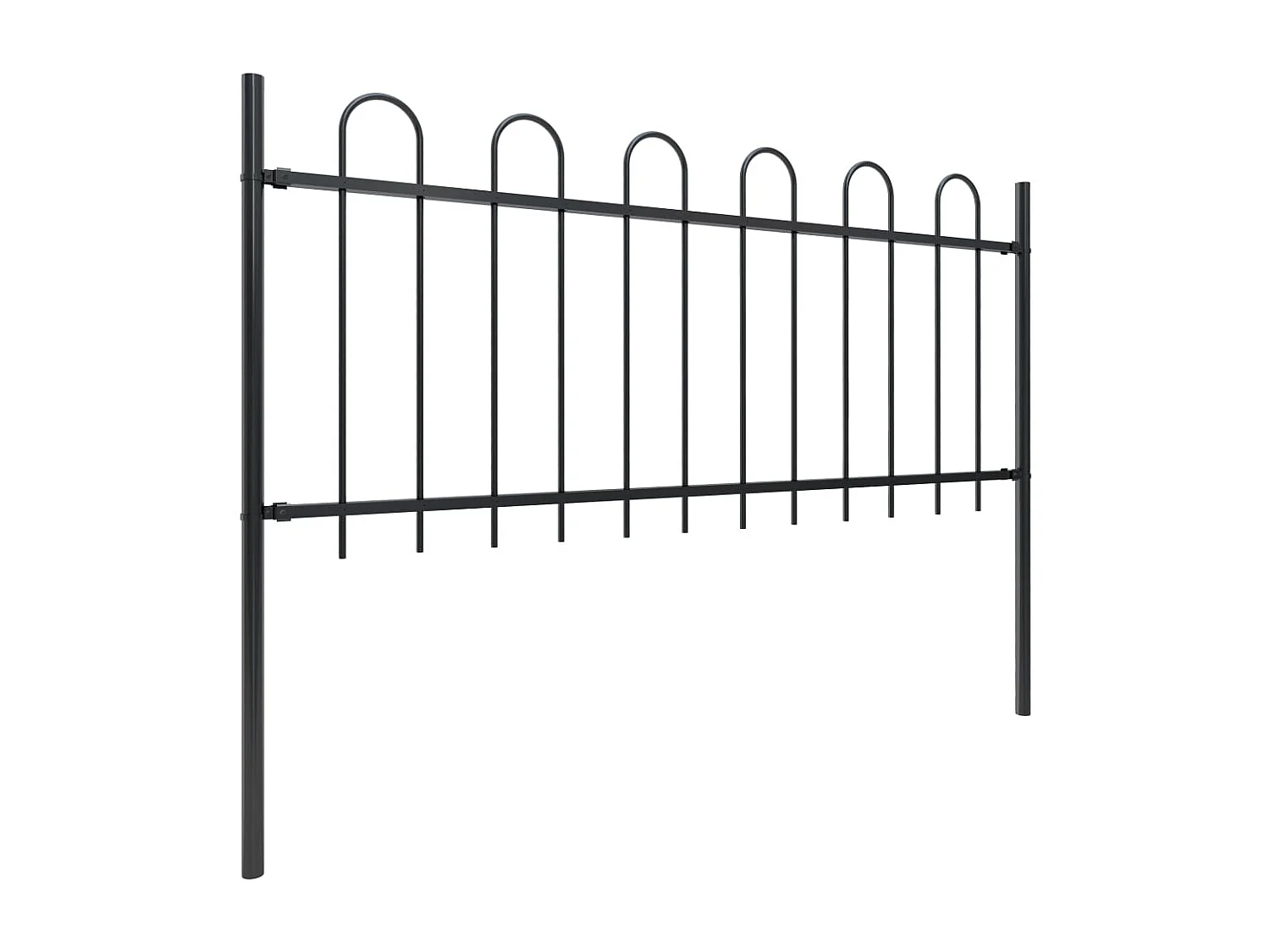 Clôture de jardin avec dessus en cerceau Acier 17 x 0,8 m Noir