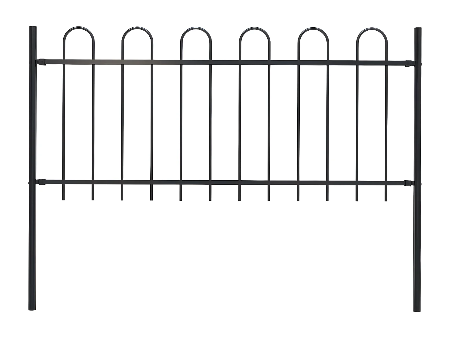 Clôture de jardin avec dessus en cerceau Acier 1,7 m Noir