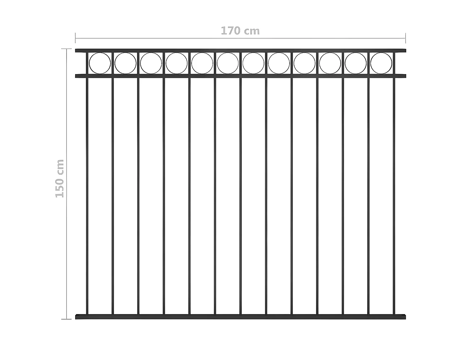 Panneau de clôture Acier 1,7x1,5 m Noir